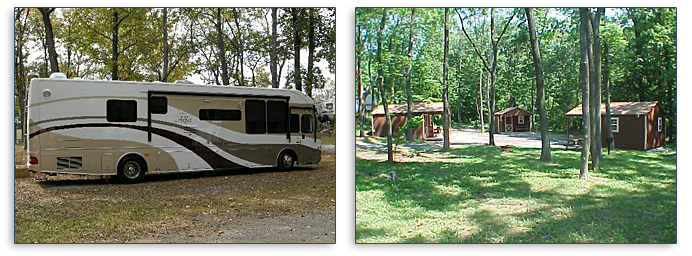 Spacious campsites and cabin rentals at Dogwood Acres Campground.