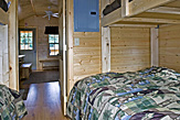 Sleeping bunks in the Dogwood Acres full-service camping cabin.