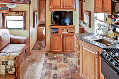 Starcraft Rental Trailer on Site 1 at Dogwood Acres Campground, Kitchen Area